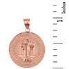 Solid Rose Gold Saint Benito Engravable Diamond Medallion Pendant Necklace  1.03" ( 26 mm)