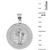 Sterling Silver Saint Benito Engravable CZ Medallion Pendant Necklace  1.03" ( 26 mm)