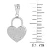 Solid White Gold Swirl Heart Padlock Pendant Necklace