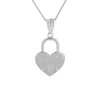 Sterling Silver Swirl Heart Padlock Pendant Necklace