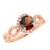 Rose Gold Infinity Rope Diamond  Genuine Garnet Engagement Ring