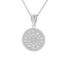 Solid White Gold Yantra Tantric Indian Yoga Disc Circle Pendant Necklace