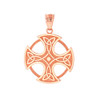 Solid Rose Gold Trinity Knot Celtic Cross Pendant Necklace