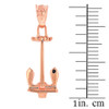 Solid Rose Gold U.S Navy Stockless Anchor Pendant Necklace