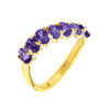 Yellow Gold Wavy Stackable Amethyst Ring