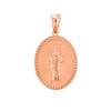 Solid Rose Gold Jesus The Good Shepherd Cuban Link Frame Medallion Pendant Necklace 1.28" (  32 mm)