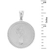 Sterling Silver Santa Muerte Cuban Link Frame Medallion Pendant Necklace  1.34 " (34 mm)
