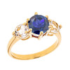 Yellow Gold Lab Created Sapphire and White Topaz Engagement/Promise Ring