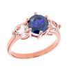 Rose Gold Lab Created Sapphire and White Topaz Engagement/Promise Ring