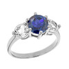 White Gold Lab Created Sapphire and White Topaz Engagement/Promise Ring