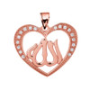 Rose Gold Diamond Heart with Allah Pendant Necklace