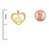 Yellow Gold Cubic Zirconia Heart with Allah Pendant Necklace