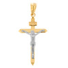 Two Tone Solid Yellow Gold Catholic  INRI Jesus  of Nazareth Crucifix Pendant Necklace  1.62" (41 mm)