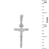 Solid White Gold Catholic  INRI Jesus of Nazareth Crucifix Pendant Necklace  1.41" ( 35 mm)
