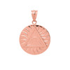 Solid Rose Gold Illuminati All Seeing Eye of Providence Circle Pendant Necklace