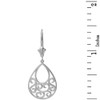 14K Solid White Gold Filigree Teardrop Tree of Life Heart Drop Earring Set