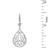 14K Solid White Gold Filigree Swirl Heart Teardrop Drop Earring Set