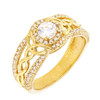Yellow Gold Diamond Ring with Lab Created Diamond Center Stone