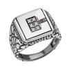 Sterling Silver Men's Initial "C" Ring