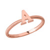 Solid Rose Gold Alphabet Initial Letter A Stackable Ring