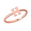 Solid Rose Gold Alphabet Initial Letter H Stackable Ring