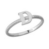 Solid White Gold Alphabet Initial Letter D Stackable Ring