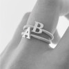 Solid White Gold Alphabet Initial Letter F Stackable Ring