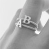 Solid White Gold Alphabet Initial Letter M Stackable Ring