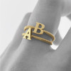 Solid Yellow Gold Alphabet Initial Letter T Stackable Ring