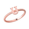 Solid Rose Gold Alphabet Initial Letter U  Stackable Ring