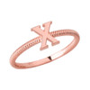 Solid Rose Gold Alphabet Initial Letter X Stackable Ring