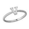 Sterling Silver Alphabet Initial Letter V Stackable Ring