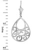 Sterling Silver Filigree Teardrop Tree of Life  Heart Drop Earring Set 1.71" (43 mm)