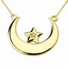 Yellow Gold Moon and Diamond Star Necklace