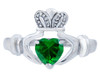 Silver Claddagh Ring with Emerald CZ Heart