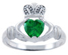 Silver Claddagh Ring with Emerald CZ Heart