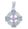 Silver Celtic Trinity Pendant with Pink CZ Stone