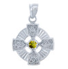 Silver Celtic Trinity Pendant with Yellow CZ Stone