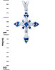 Silver Cross Pendant with Blue CZ Stones