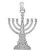 Jewish Gold Pendants - Menorah Silver Pendant