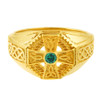 Gold Celtic Cross Men's Ring with Emerald.  Available in 14k or 10k gold.