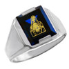 Solid White Gold Blue CZ Stone Sacred Heart Jesus Signet Men's Ring