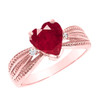 Beautiful Rose Gold Ruby (LCR) and Diamond Proposal Ring