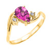 Yellow Gold Pear Shaped Alexandrite (LCAL) and Diamond Proposal Ring