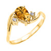 Yellow Gold Pear Shaped Citrine and Diamond Proposal Ring