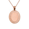 Greek Key Rose Gold Engravable Oval Pendant
