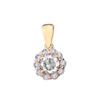 14k Yellow Gold Dainty Floral Diamond Center Stone White Topaz Pendant Necklace