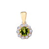 14k Yellow Gold Dainty Floral Diamond Center Stone Peridot Pendant Necklace