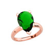 Rose Gold Pear Shape Emerald (LCE) Engagement/Proposal Solitaire Ring