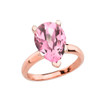 Rose Gold Pear Shape Pink CZ Engagement/Proposal Solitaire Ring